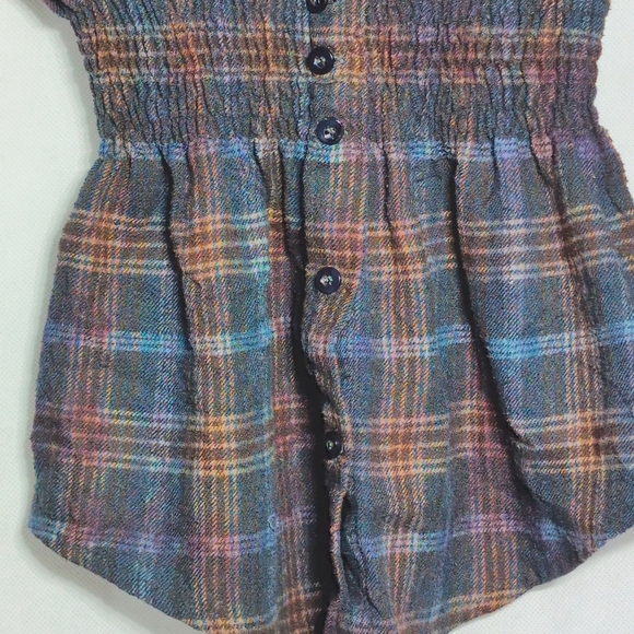 Vintage Wet Seal Sz S Plaid Button-Up Shirt with Smocked Waist - Picture 2 of 6